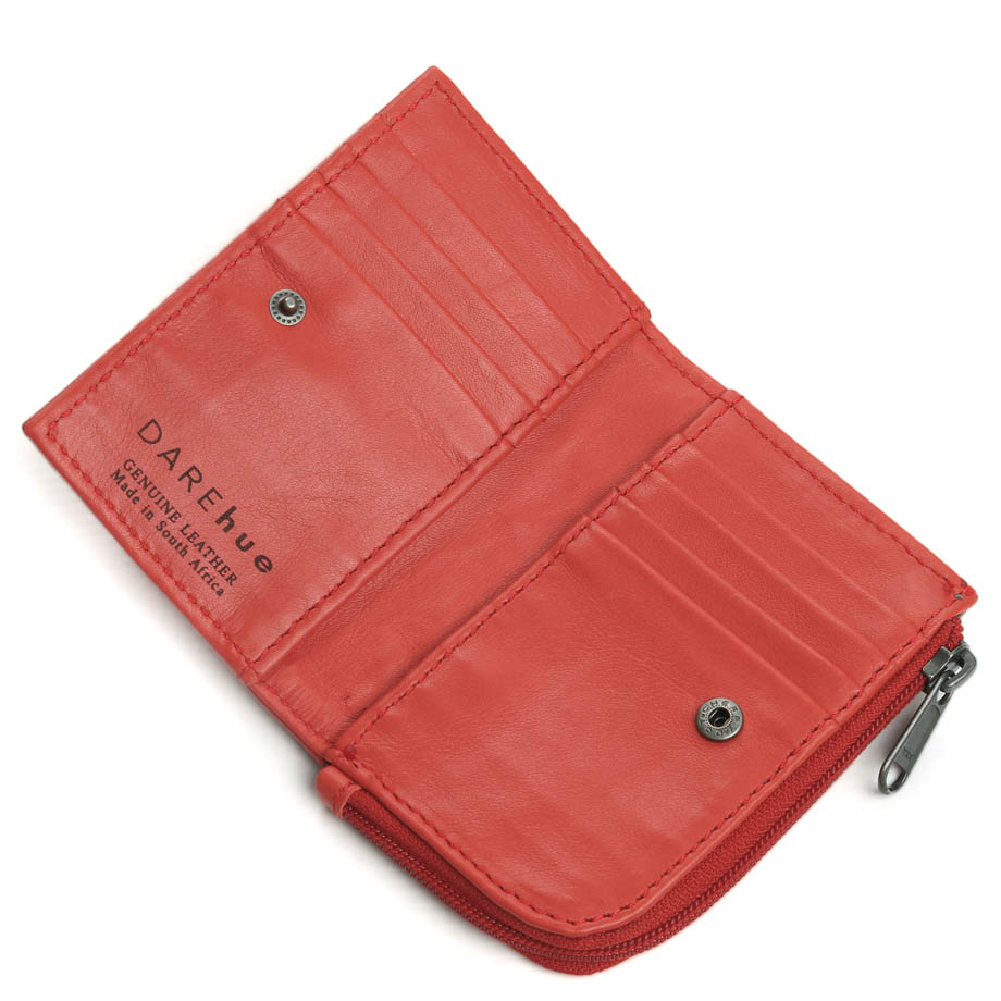 Small Slim Ladies Leather Wallet (8 card slots) - red