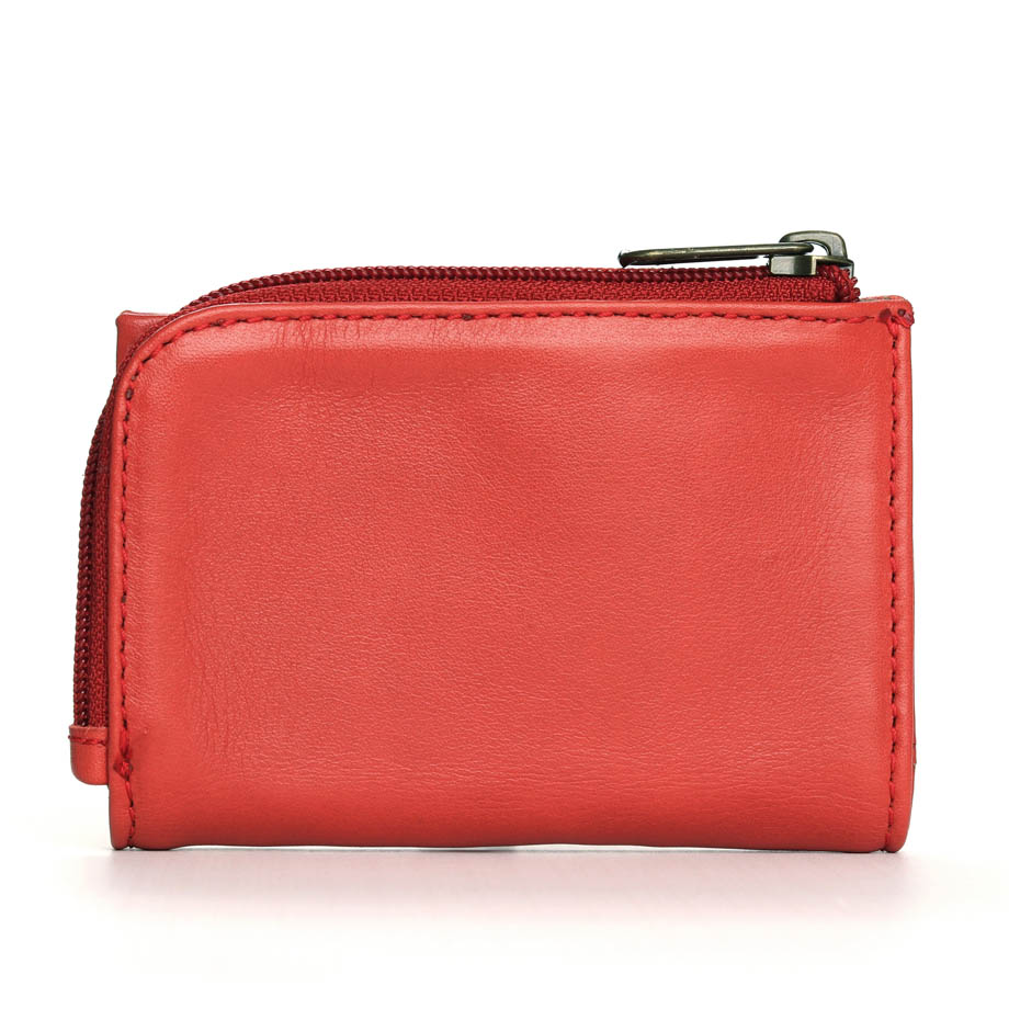 Small Slim Ladies Leather Wallet (8 card slots) - red