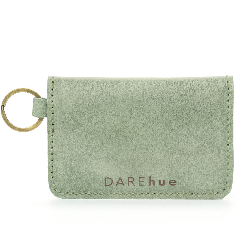 Inspirational Leather Card Holder Keyring | mint green