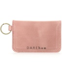 Inspirational Leather Card Holder Keyring | rose pink