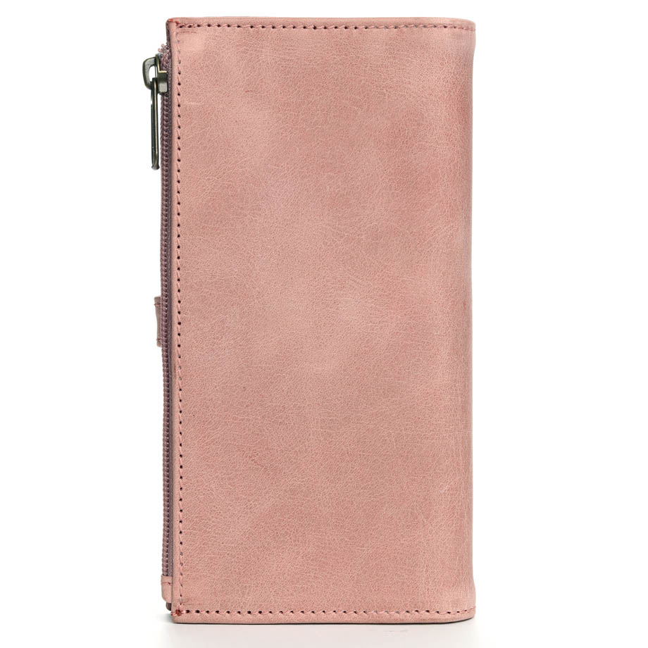 Large Slim Ladies Leather Wallet (17 card slots) | rose pink