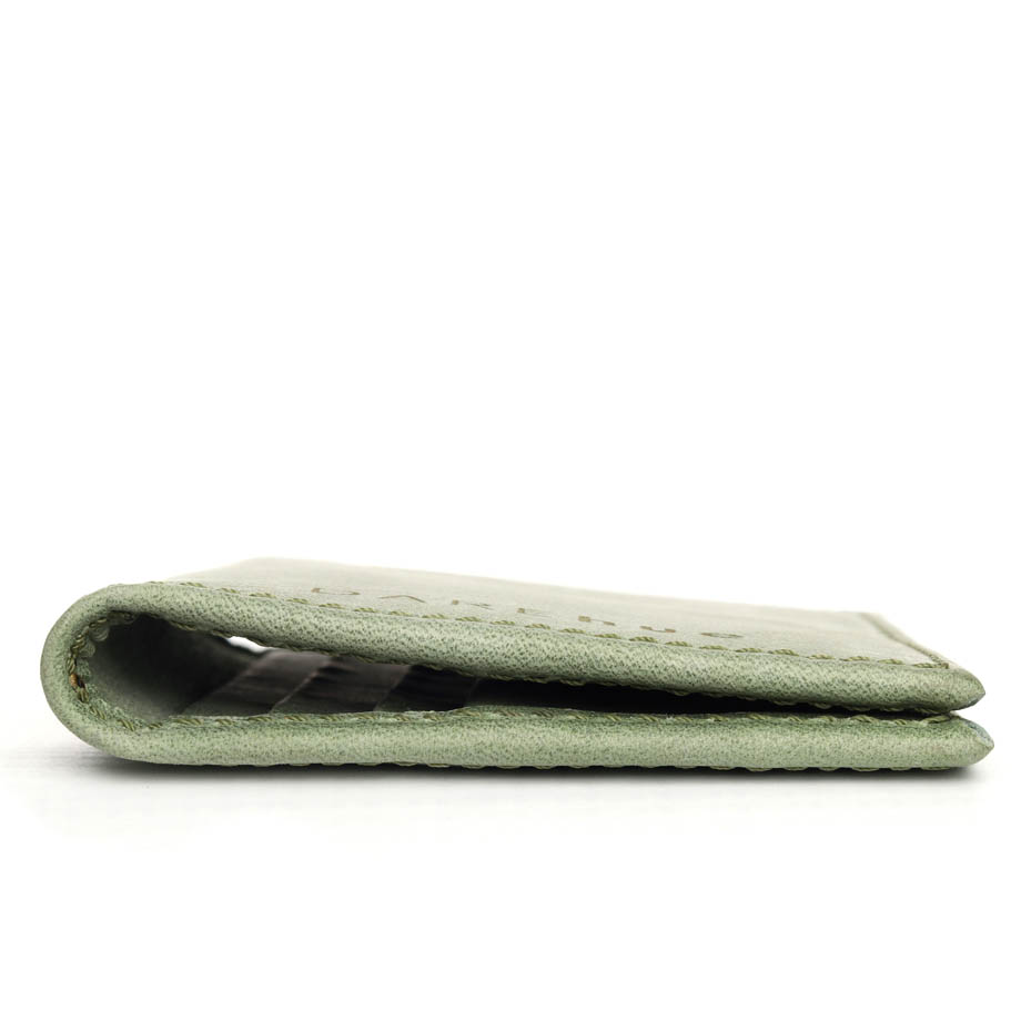 Slim Bifold Card Holder - mint green leather