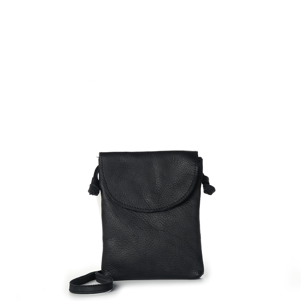 Compact Sling Bag | Black Leather