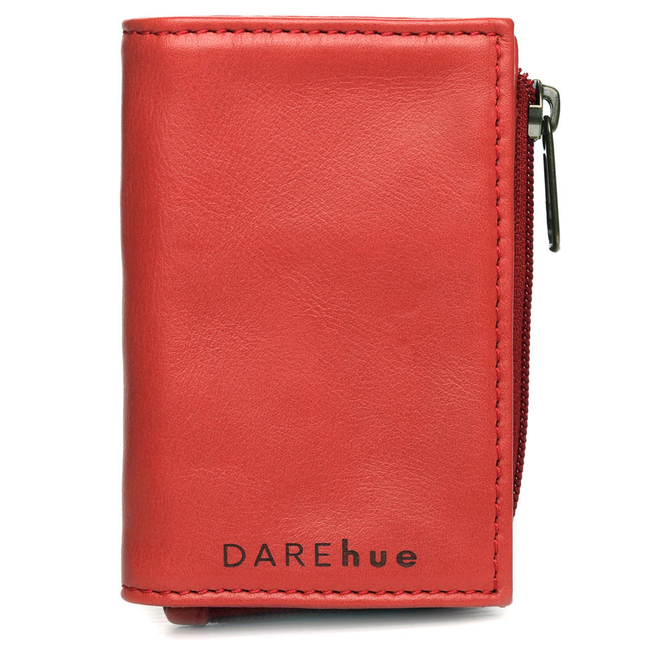 Small Slim Ladies Leather Wallet (8 card slots) | red