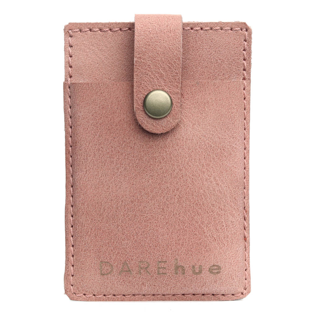 Stick-On Leather Phone Card Holder | rose pink