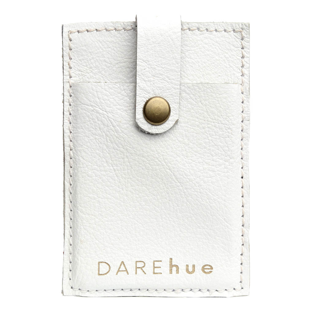 Stick-On Leather Phone Card Holder | white