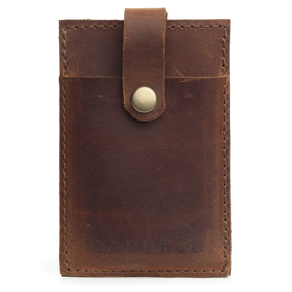 Stick-On Leather Phone Card Holder | walnut brown