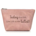 Affirmation Leather Makeup Bag | rose pink