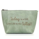 Affirmation Leather Makeup Bag | mint green