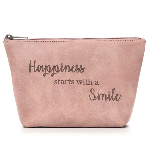 Affirmation Leather Makeup Bag | rose pink