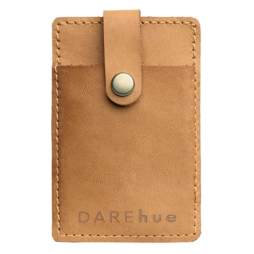 [w-pho-card-tan-bro] Stick-On Leather Phone Card Holder | tan brown