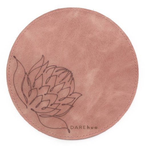 [o-mpad-20dia-ros-pink] Protea Leather Mouse Pad (20cm) | rose pink