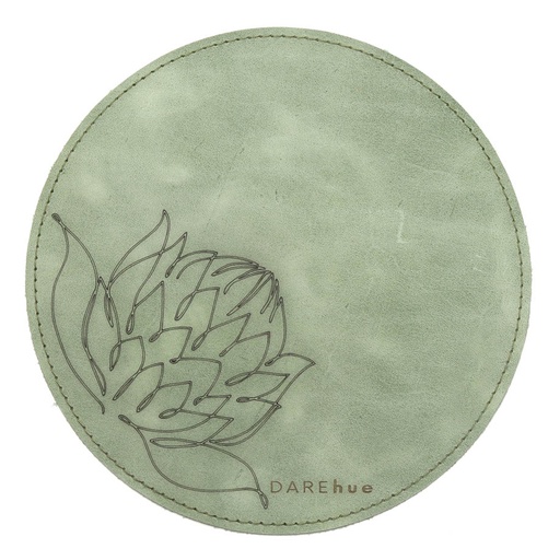 [o-mpad-20dia-mint-gre] Protea Leather Mouse Pad (20cm) | mint green