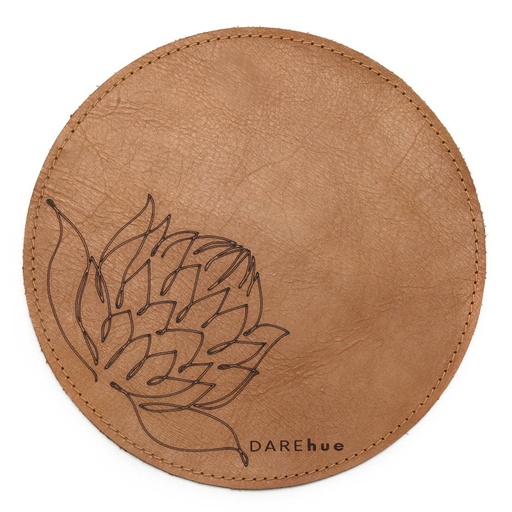 [o-mpad-20dia-tof-bro] Protea Leather Mouse Pad (20cm) | toffee brown