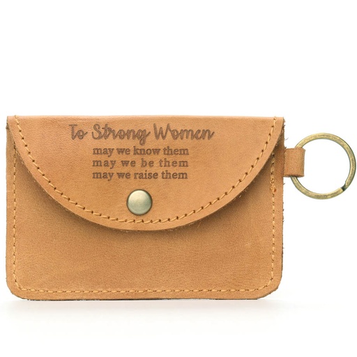 Inspirational Leather Card Holder Keyring | tan brown