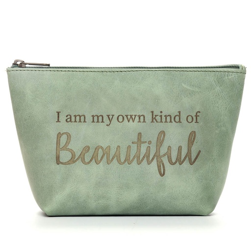 Affirmation Leather Makeup Bag | mint green